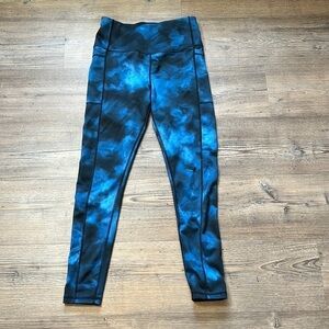 Athlux Womens Size Small (4-6) Blue Black Stretch Active Wear Leggings Pants